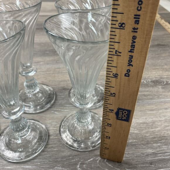 (8) Vintage Tall Colonial Ribbed Drinking Glass Hand Blown Unbranded 7 1/2 - Picture 7 of 9